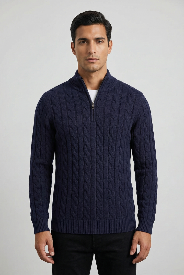 Men's Cable Knit Half Zip Sweater