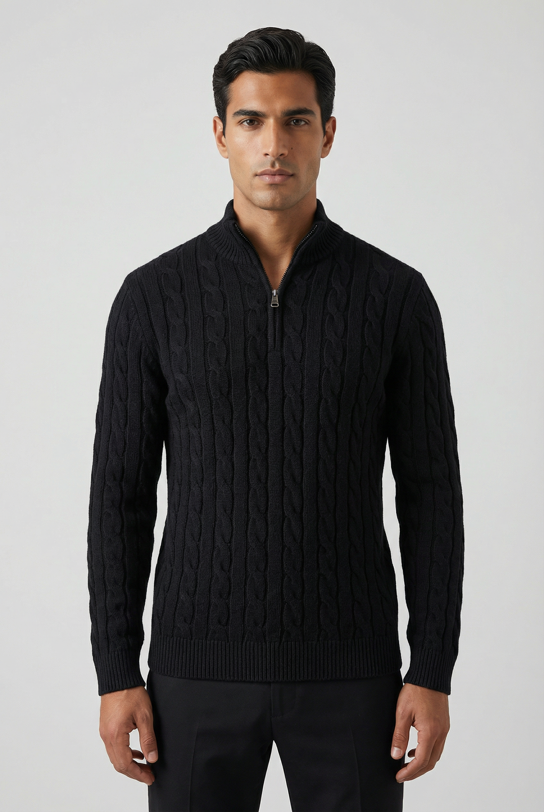 Men's Cable Knit Half Zip Sweater