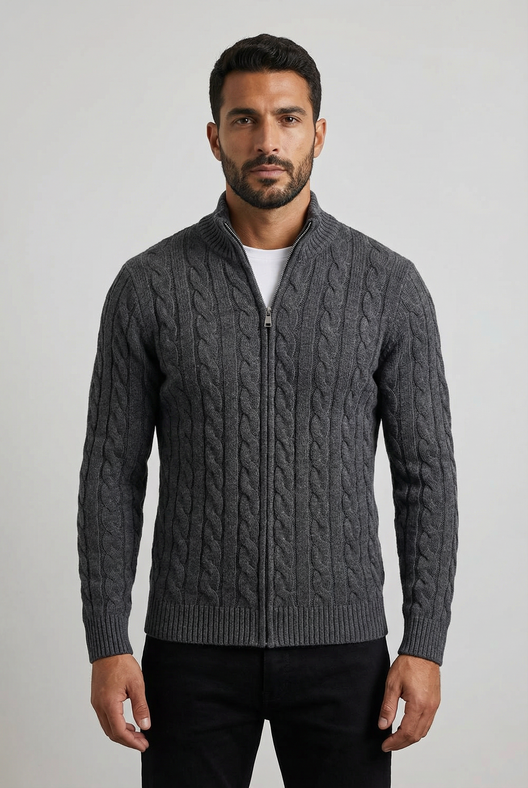 Men's Cable Knit Half Zip Sweater