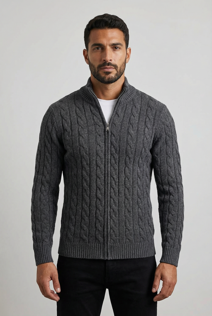 Men's Cable Knit Half Zip Sweater