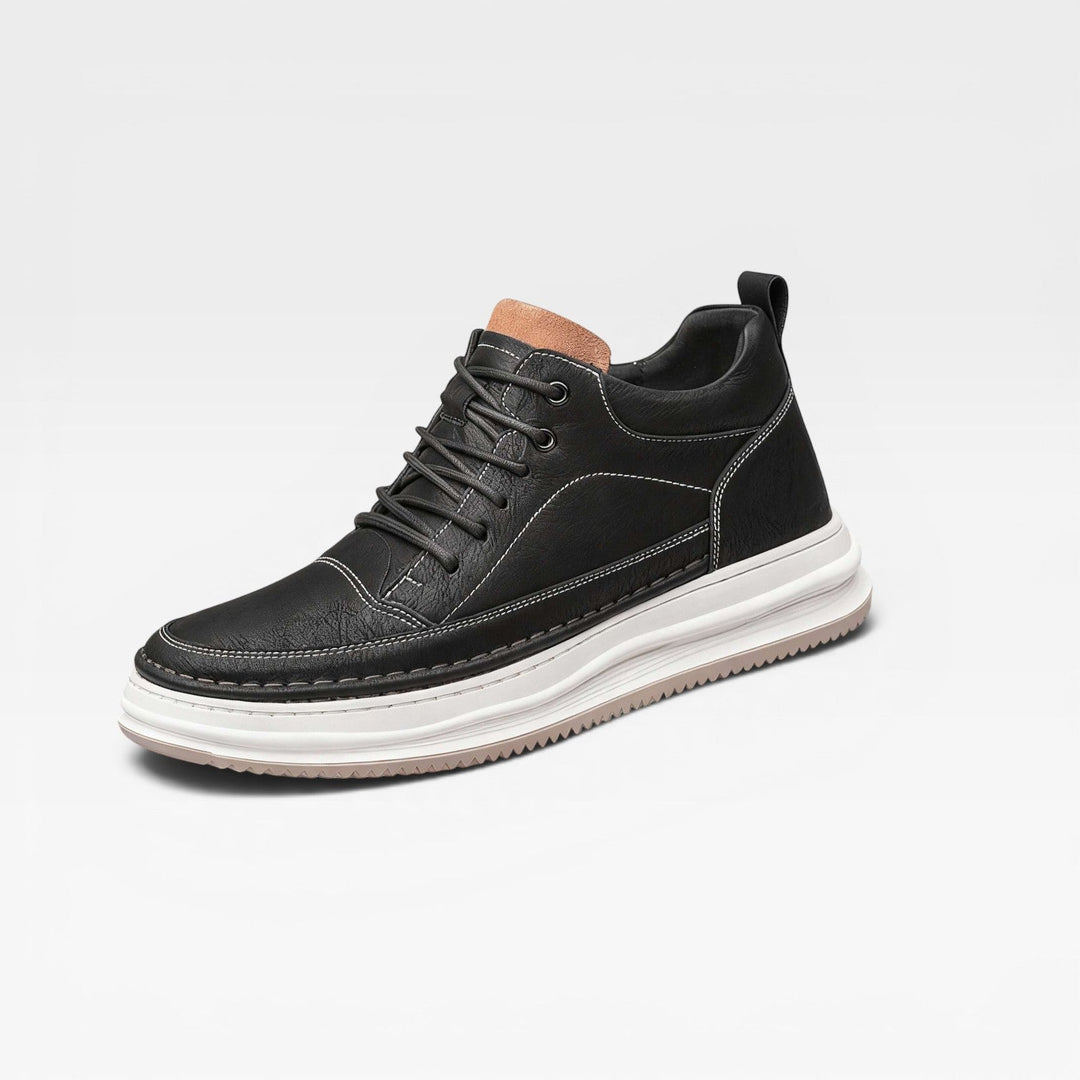 Darrow | Refined Leather Mid-Top Lace-Up Trainers