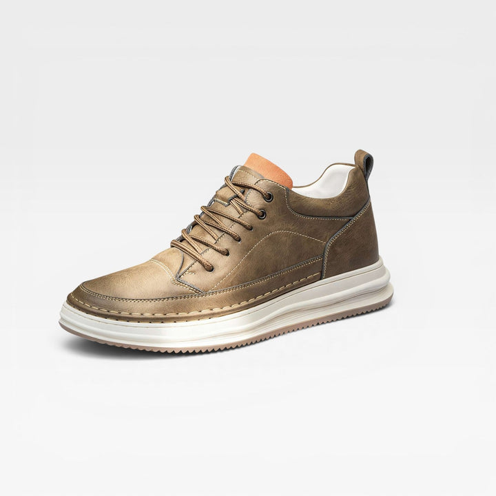 Darrow | Refined Leather Mid-Top Lace-Up Trainers