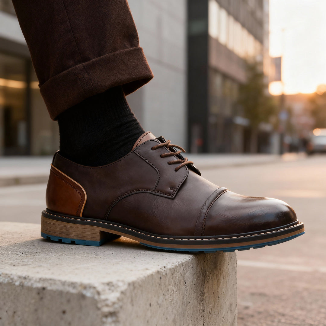 Carver | Refined Cap Toe Derby Shoes for Men