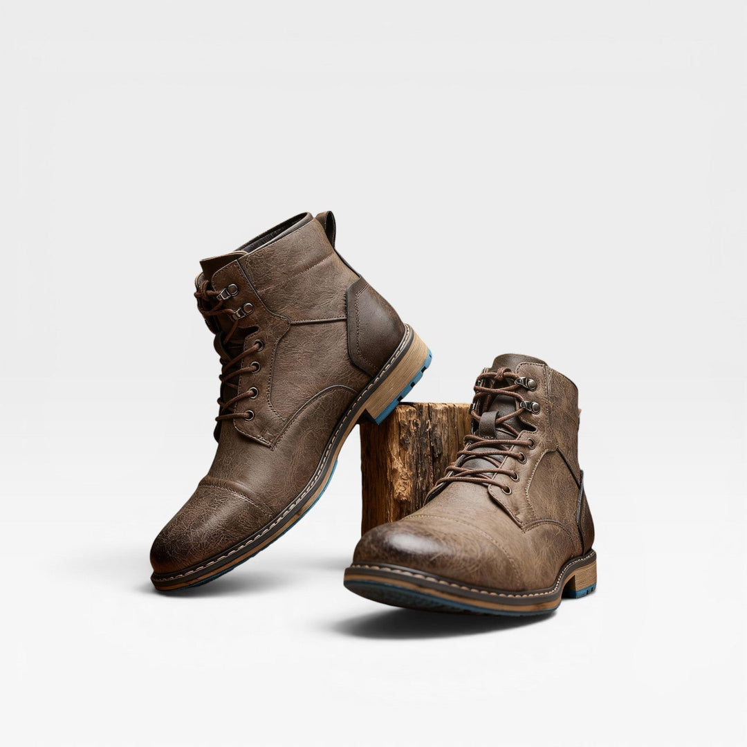 Carrick | Bold Cap Toe Lace-Up Leather Boots