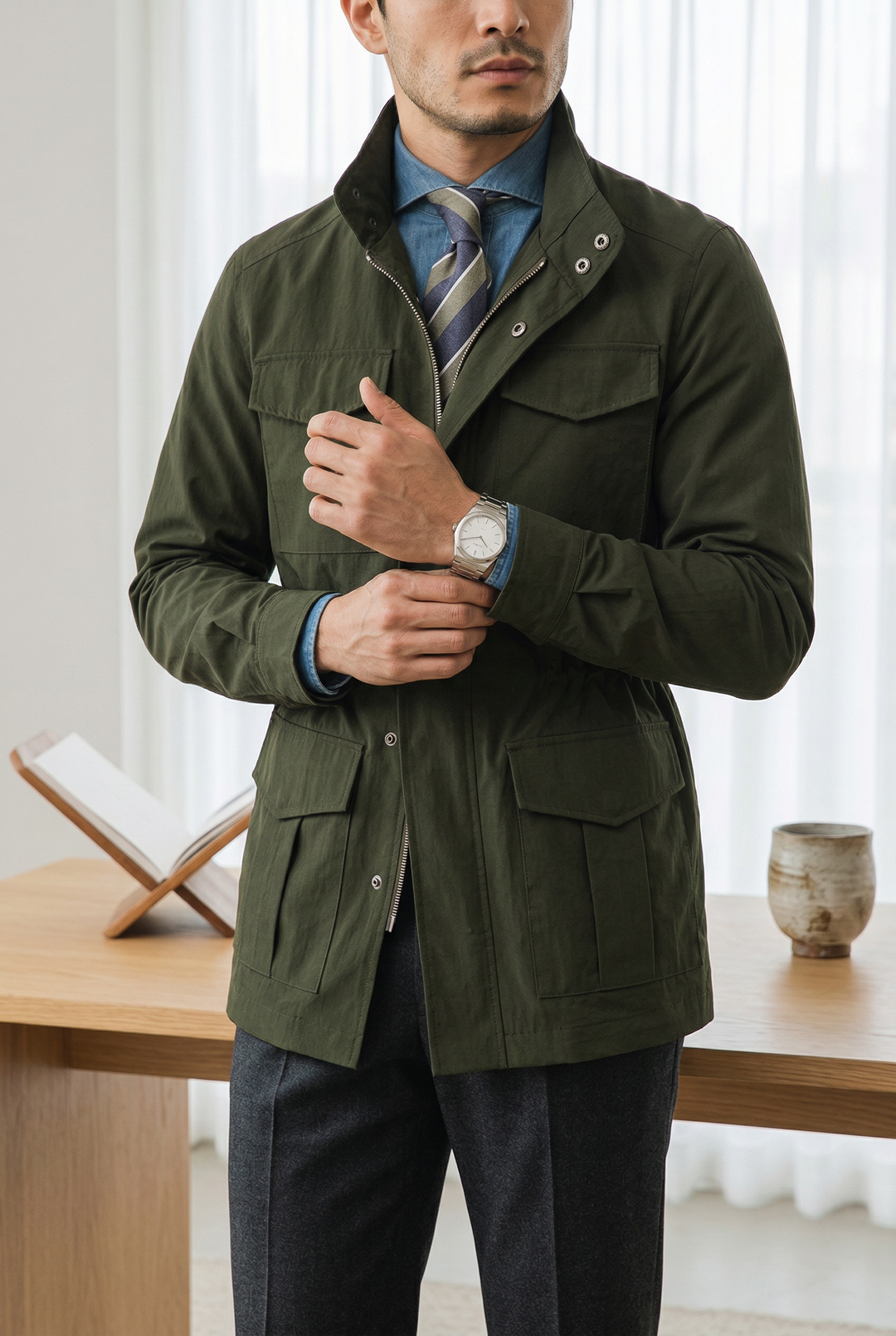 Sebastian | Rugged Field Jacket with Utility Pockets for Men's Outerwear