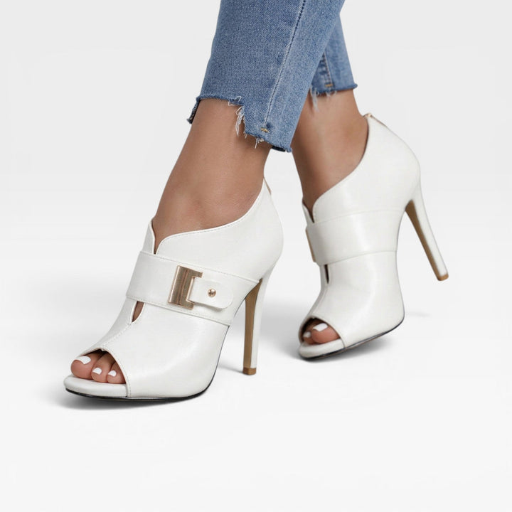 Zenobia | Graceful Peep Toe Leather Ankle Boots