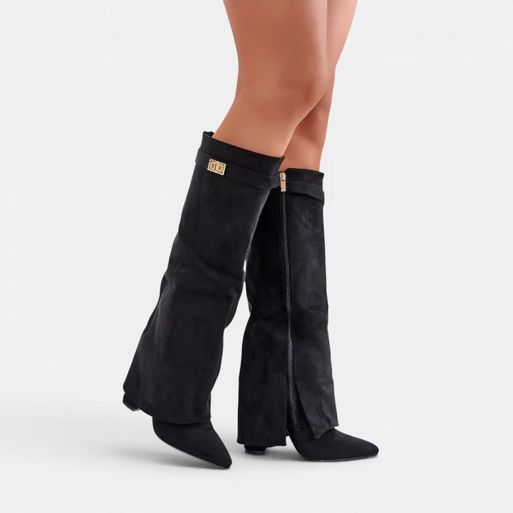 Philippa | Bold Suede Knee High Block Heel Boots Women