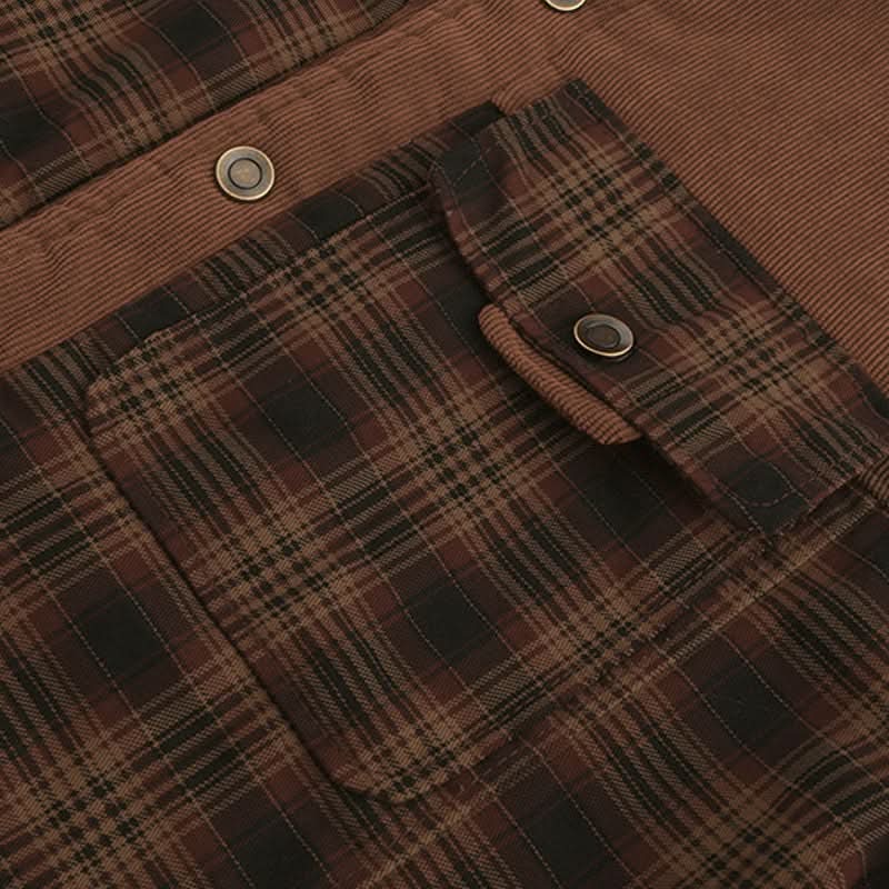 Orson | Rugged Fleece-Lined Plaid Overshirt Men Corduroy-Trim