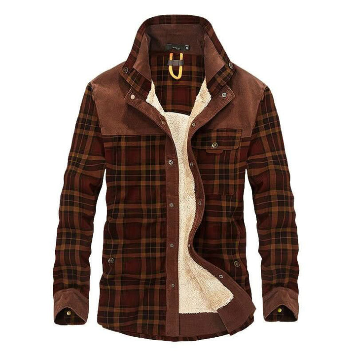 Orson | Rugged Fleece-Lined Plaid Overshirt Men Corduroy-Trim