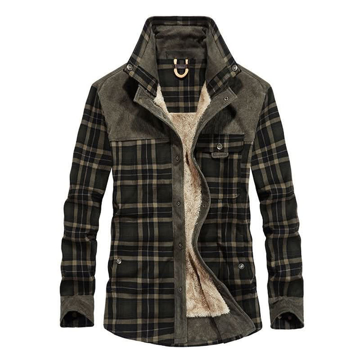 Orson | Rugged Fleece-Lined Plaid Overshirt Men Corduroy-Trim