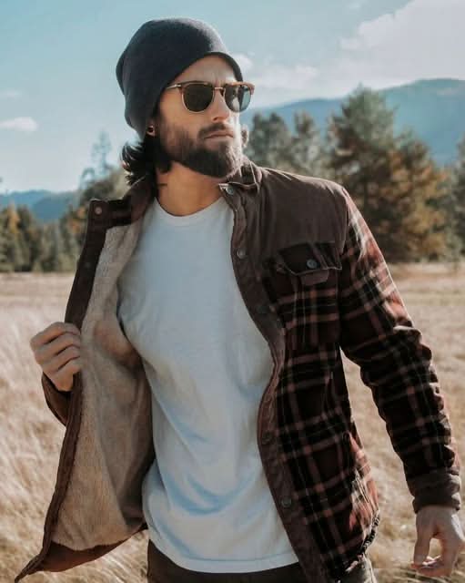 Orson | Rugged Fleece-Lined Plaid Overshirt Men Corduroy-Trim