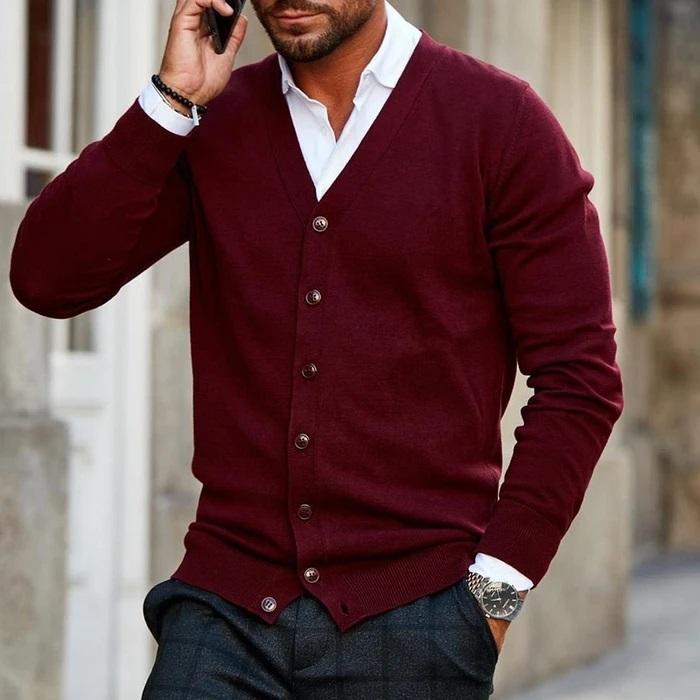 Ambrose | Elegant V-Neck Button Cardigan for Men
