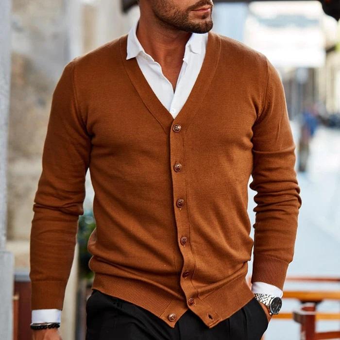 Ambrose | Elegant V-Neck Button Cardigan for Men