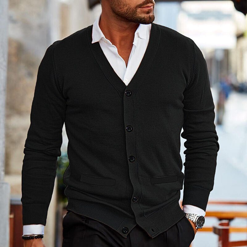 Ambrose | Elegant V-Neck Button Cardigan for Men