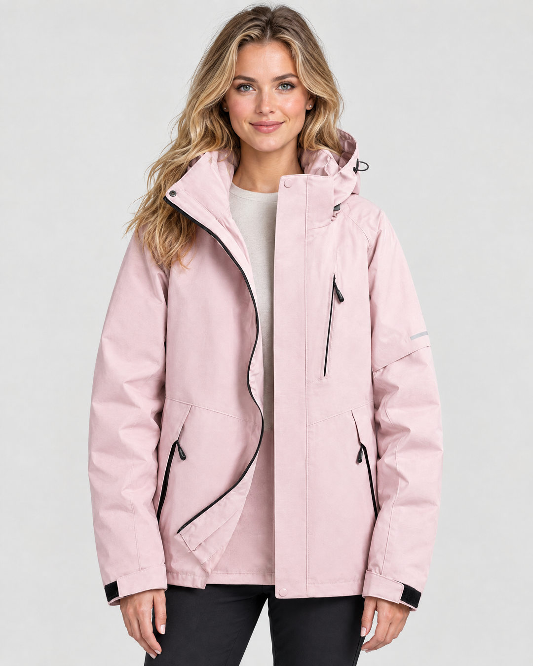 Thea Hooded Windbreaker Jacket – Pink – front