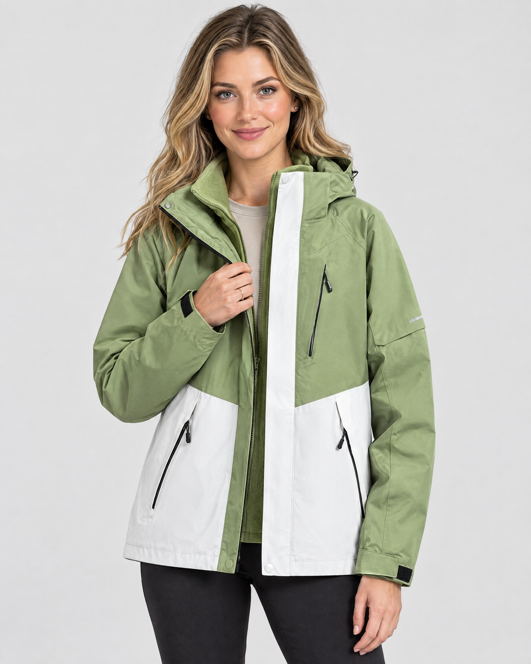 Thea Hooded Windbreaker Jacket – Green – hero