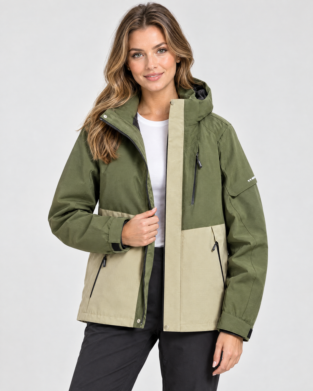 Thea Hooded Windbreaker Jacket – Forest Green – hero