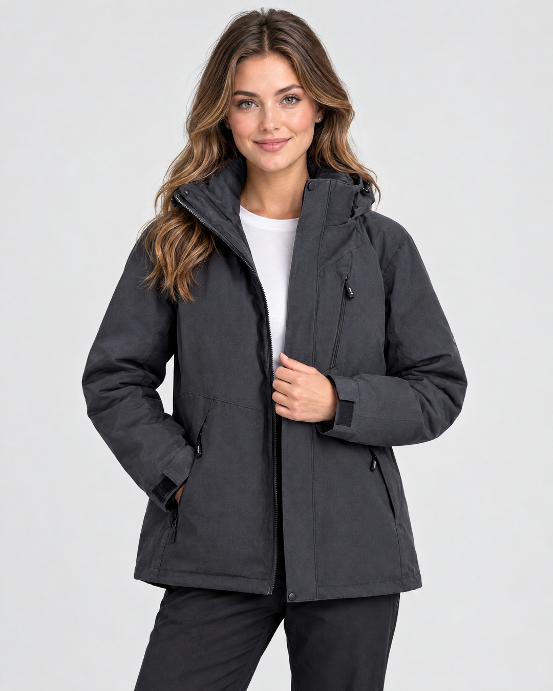Thea Hooded Windbreaker Jacket – Black – hero