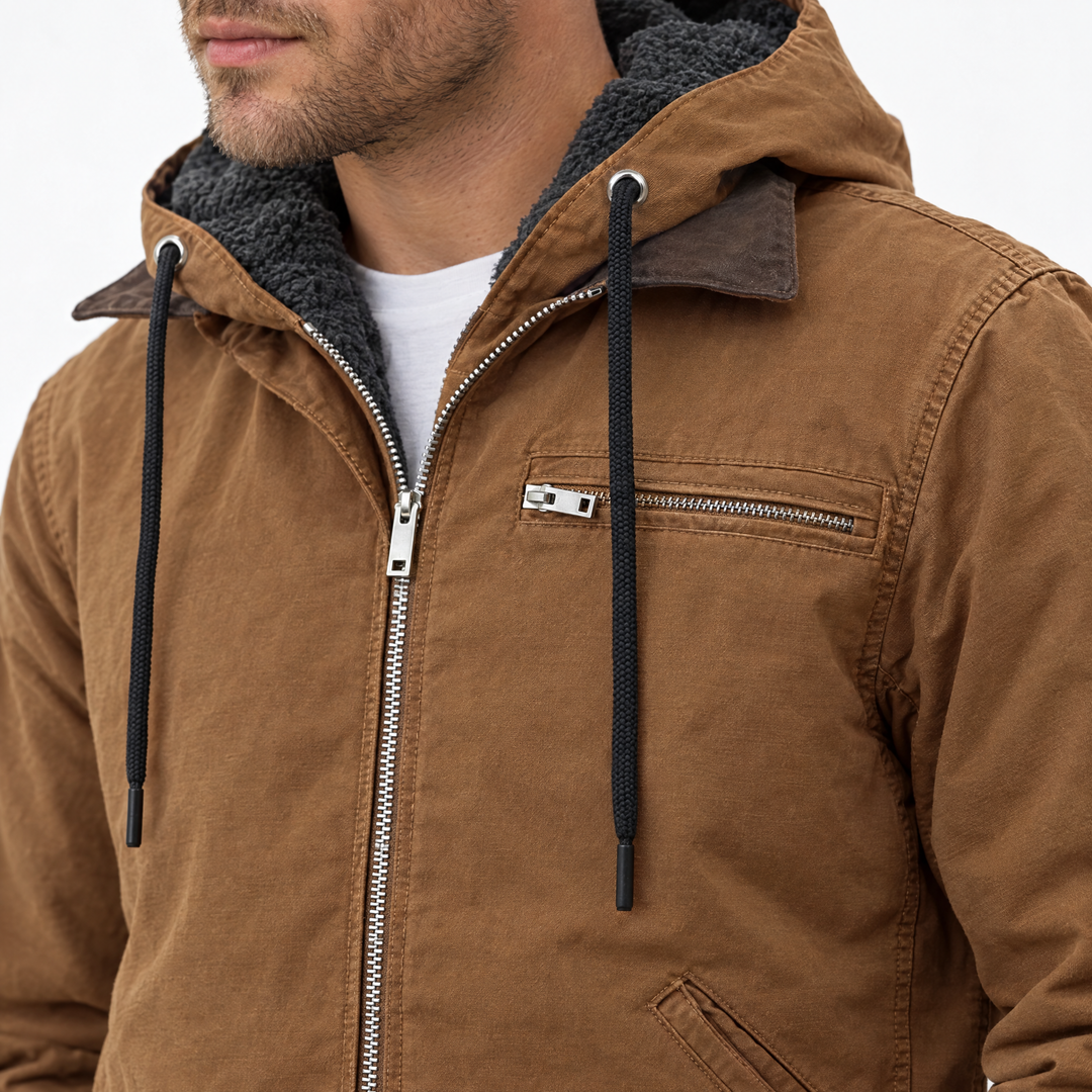 Aldous Classic Hooded Field Jacket - Bright Orange - feature