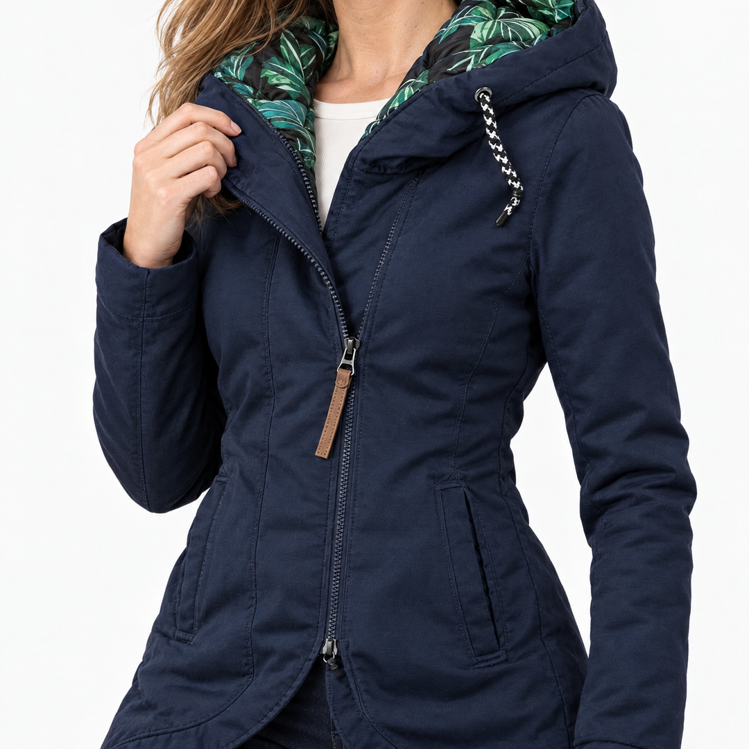 Bianca Warm Hooded Winter Jacket - Blue - feature
