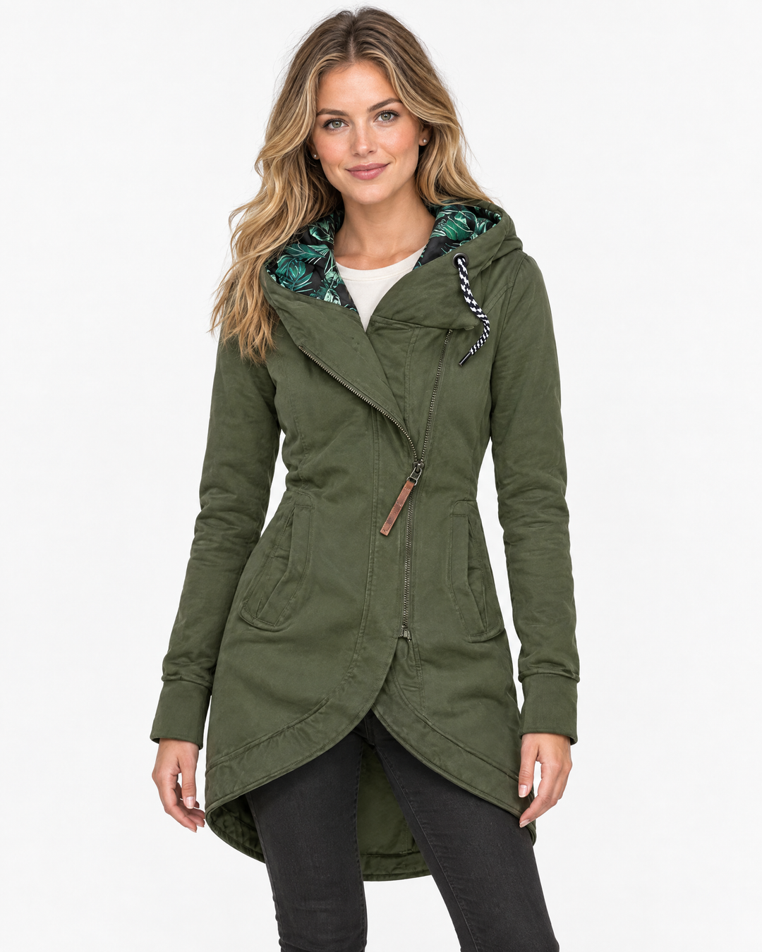 Bianca Warm Hooded Winter Jacket - Green - hero