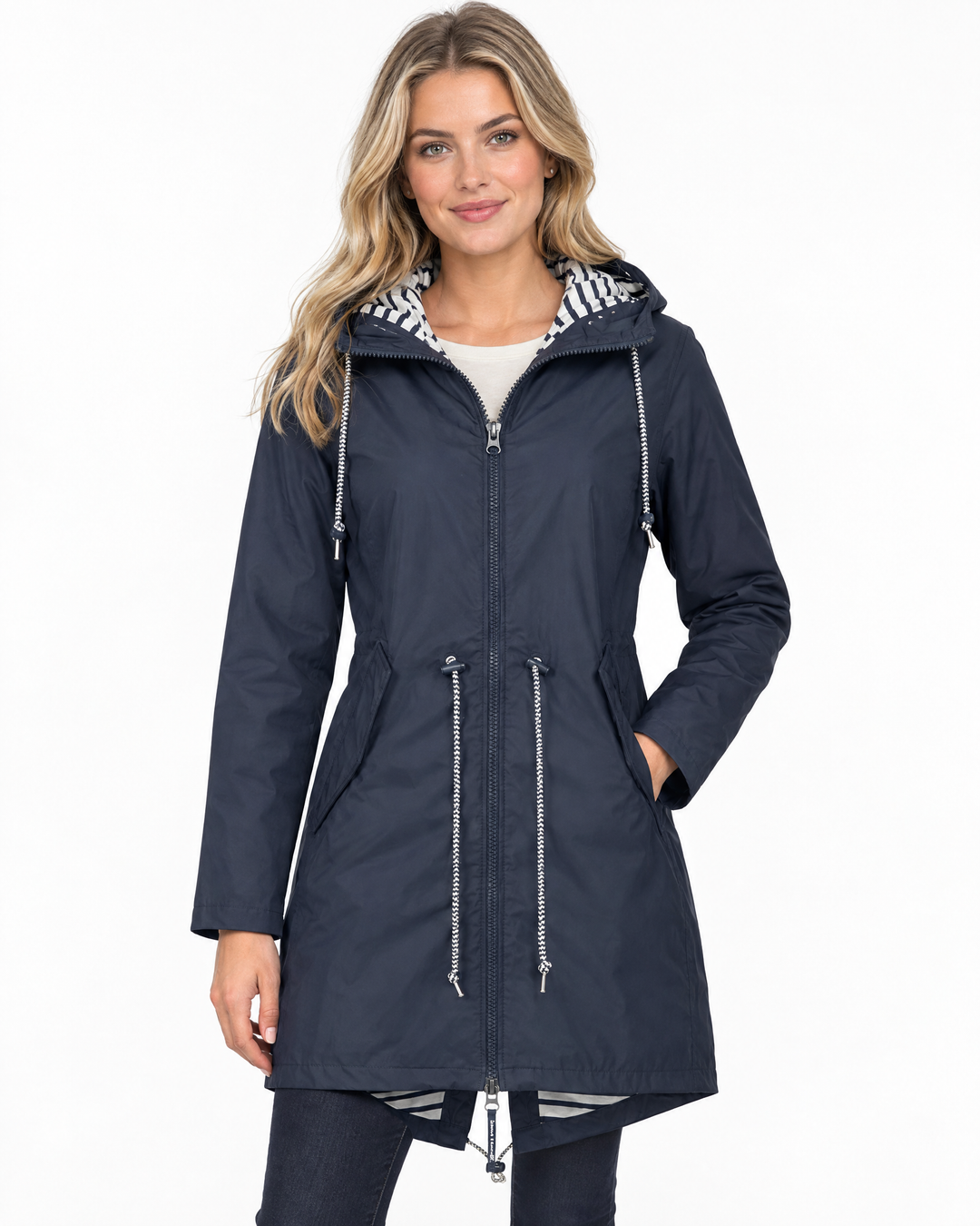 Carys Practical Hooded Waterproof Rain Coat - Blue - hero