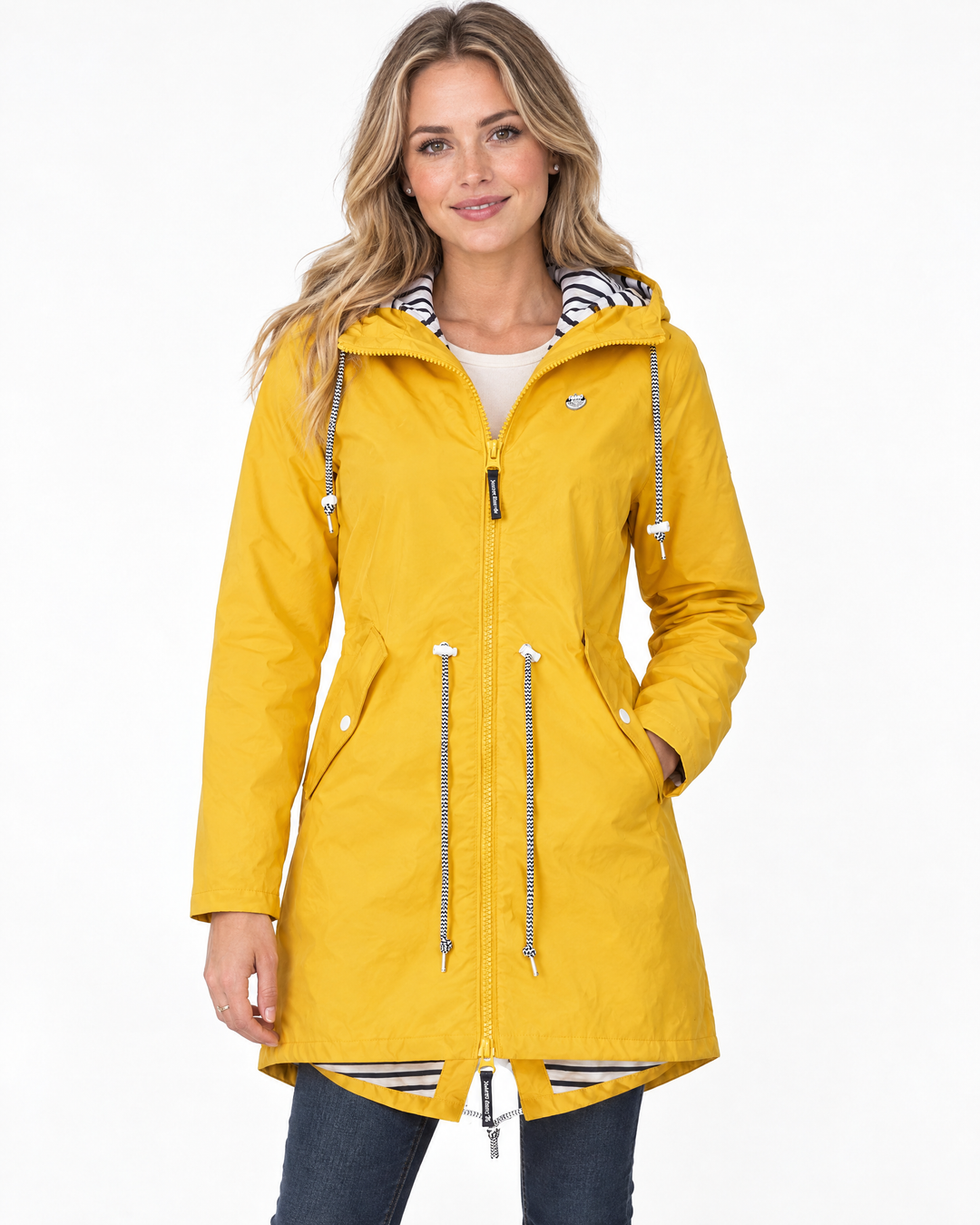 Carys Practical Hooded Waterproof Rain Coat - Yellow - hero