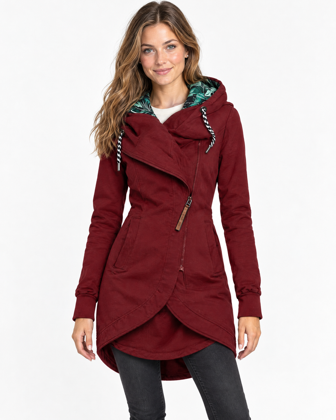 Bianca Warm Hooded Winter Jacket - Red - hero