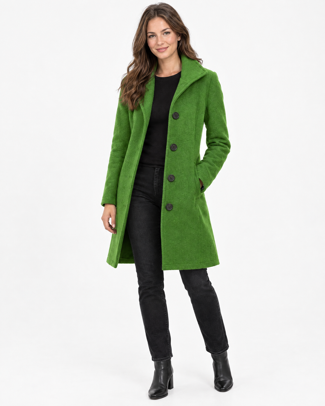 Eleanor Wool Pea Coat Green