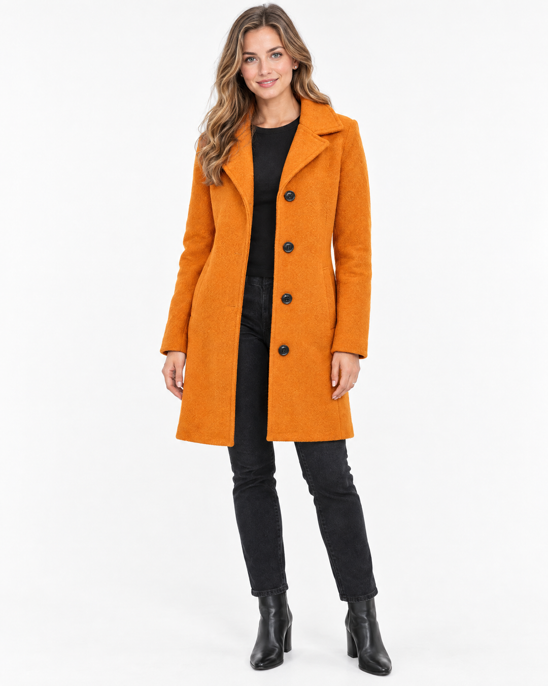 Eleanor Wool Pea Coat Orange
