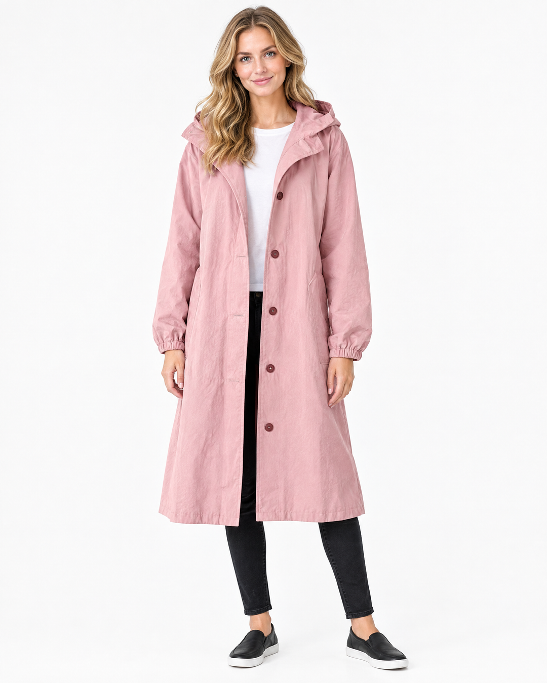 Iris Hooded Trench Coat Pink