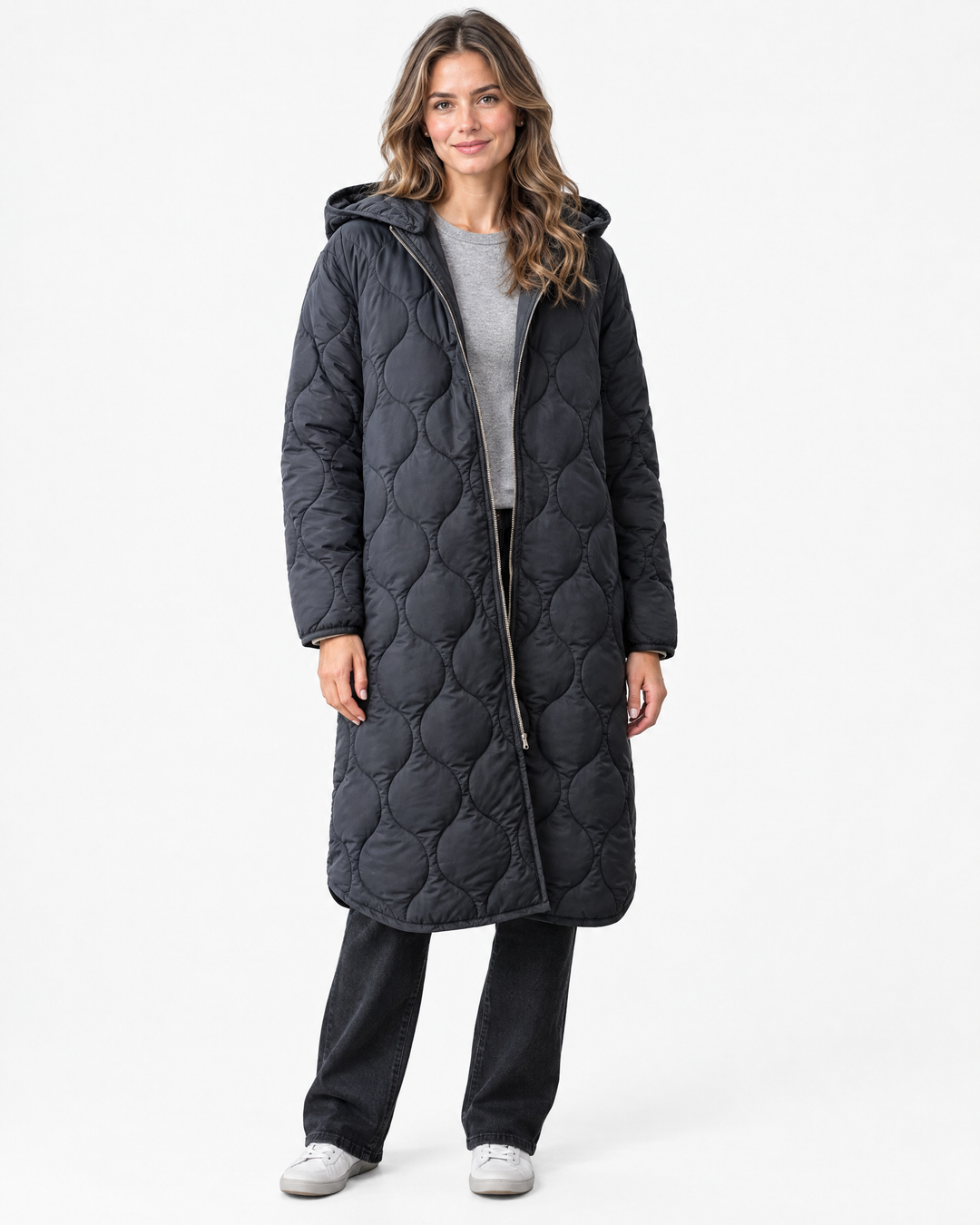 Florence | Warm Quilted Hooded Longline Winter Coat