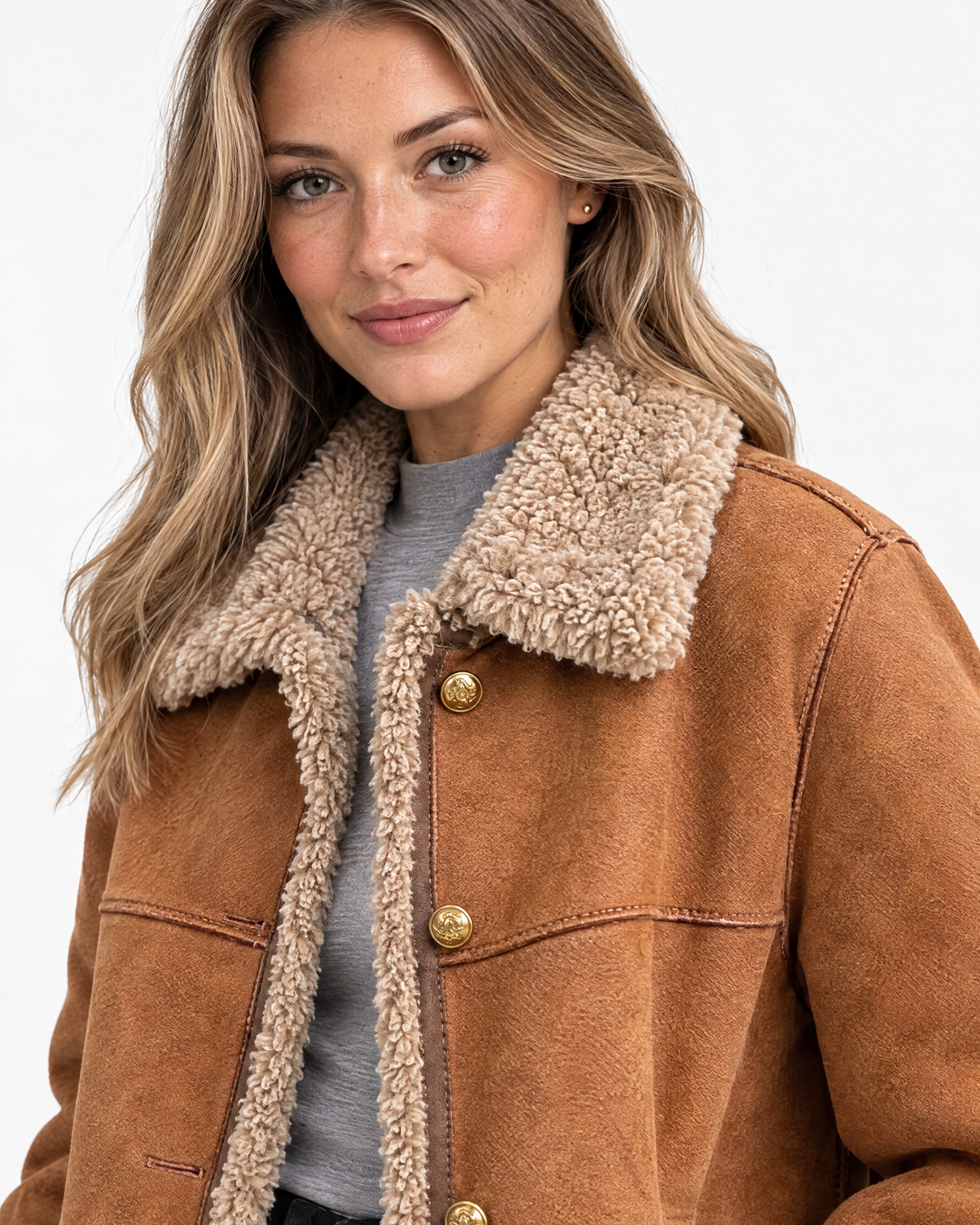 Aurelia Cosy Shearling Suede Jacket - feature