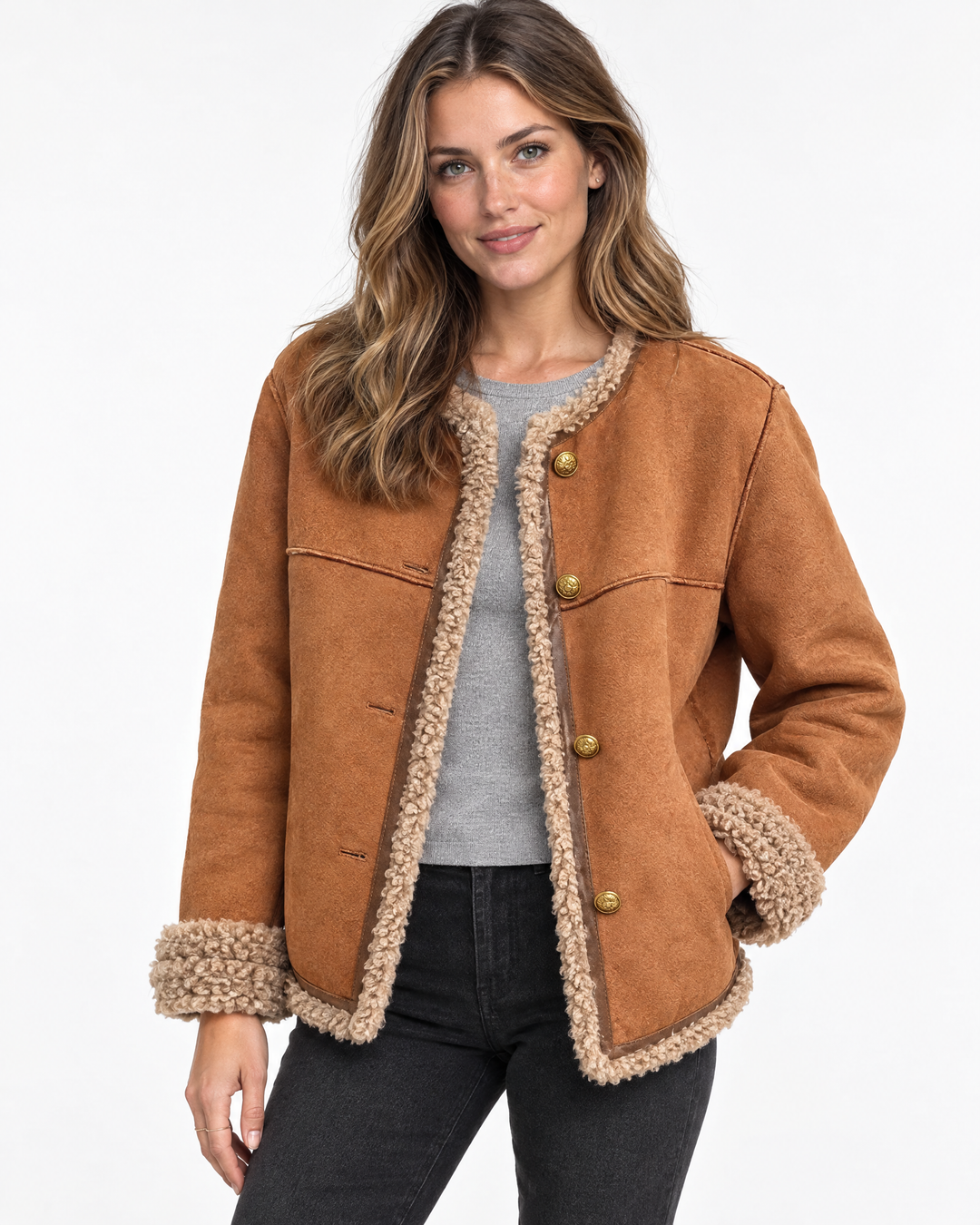 Aurelia Cosy Shearling Suede Jacket - hero