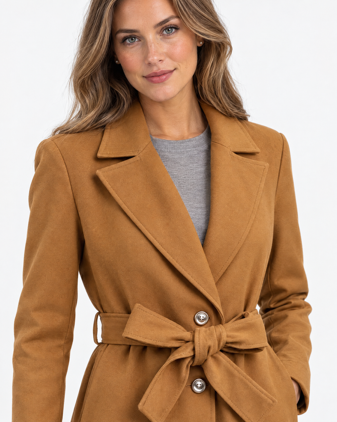 Iris Timeless Belted Double-Breasted Trench Coat Camel - feature
