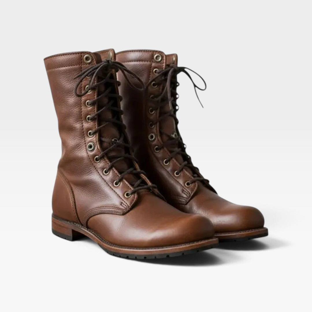 Hermione | Rugged Leather Lace-Up Combat Boots Women