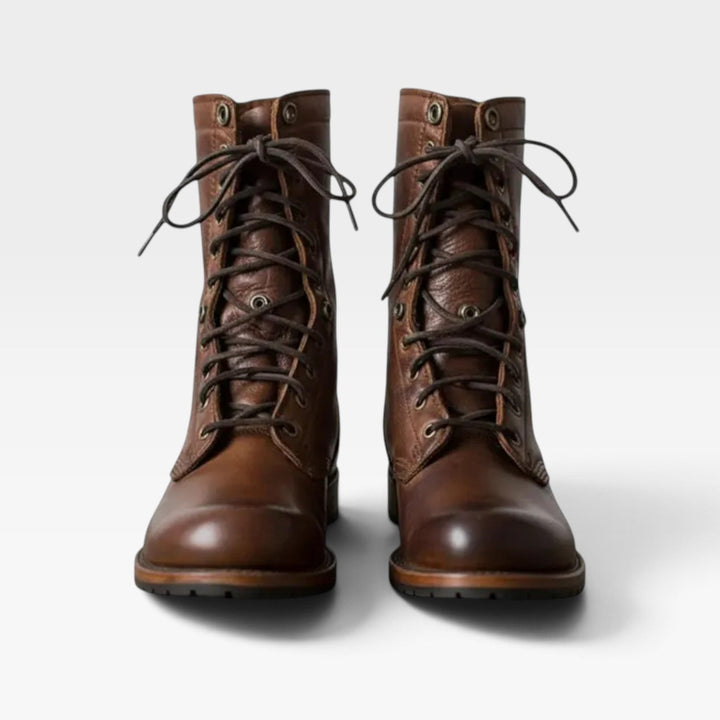 Hermione | Rugged Leather Lace-Up Combat Boots Women
