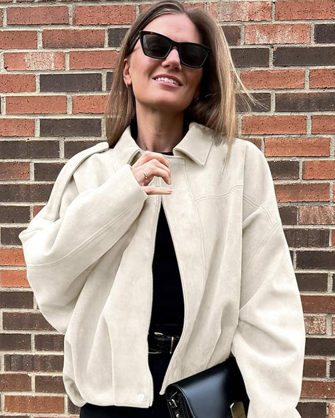 Antonia | Relaxed Faux Suede Bomber Jacket