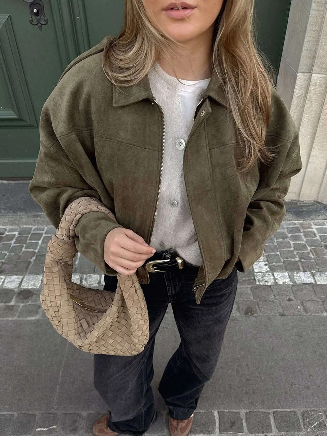 Antonia | Relaxed Faux Suede Bomber Jacket