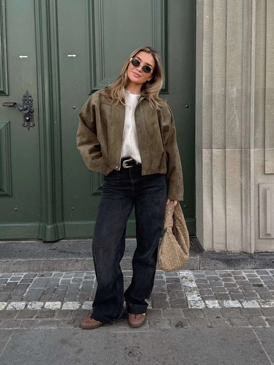Antonia | Relaxed Faux Suede Bomber Jacket