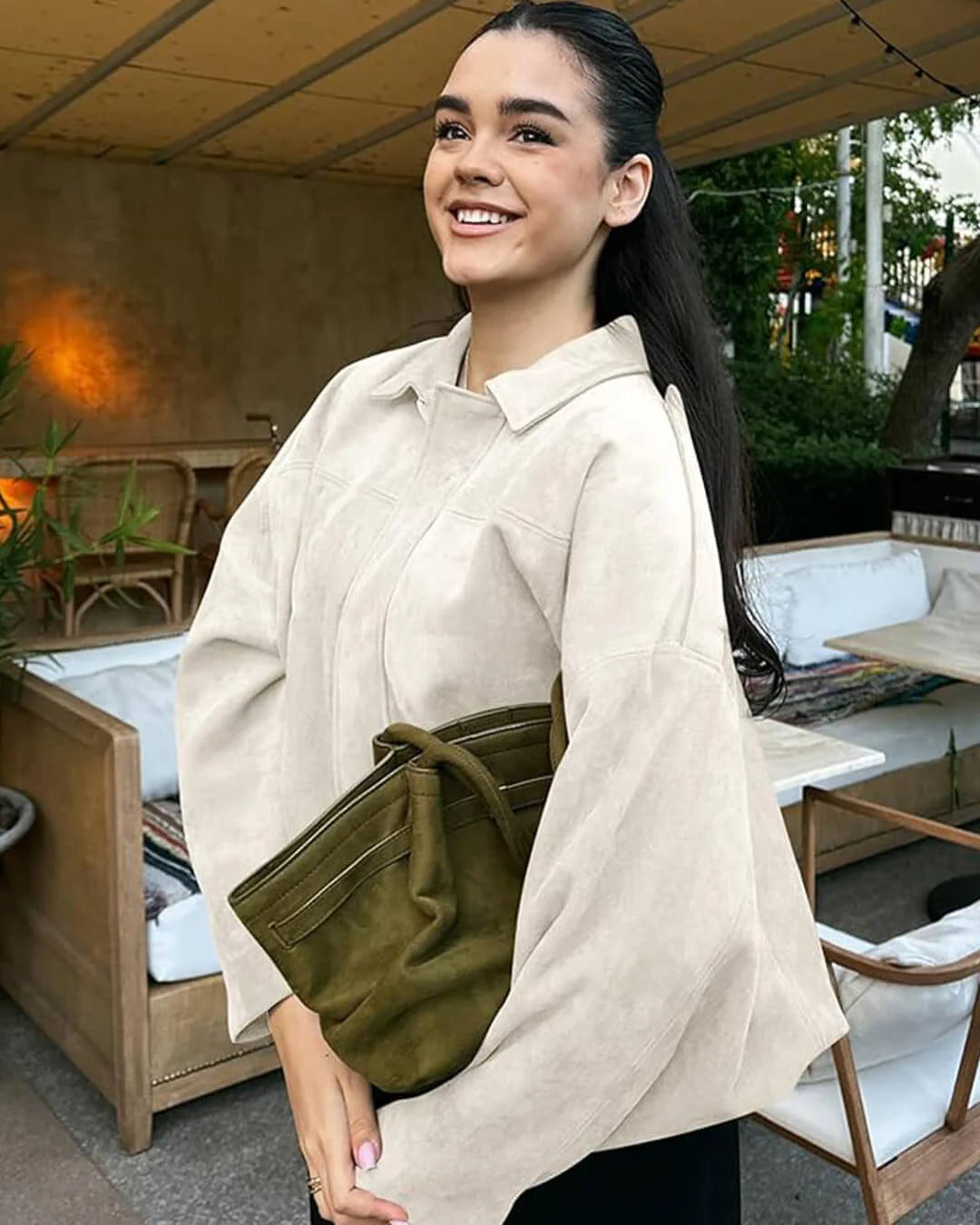 Antonia | Relaxed Faux Suede Bomber Jacket