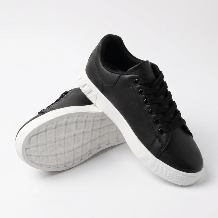 Clive | Contemporary Leather-Look Lace-Up Trainers