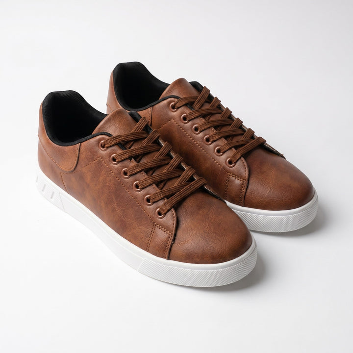 Clive | Contemporary Leather-Look Lace-Up Trainers