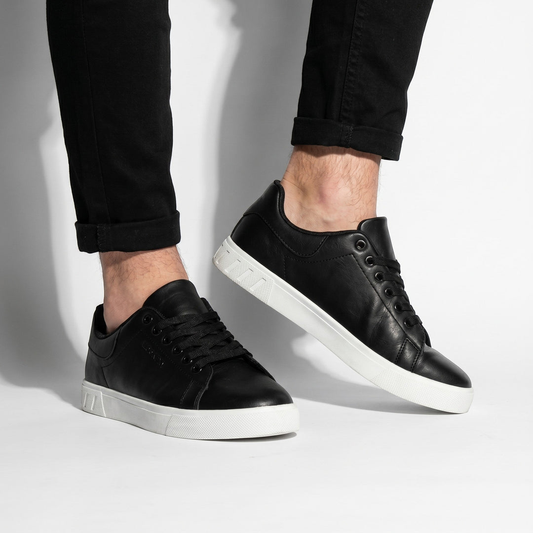 Clive | Contemporary Leather-Look Lace-Up Trainers