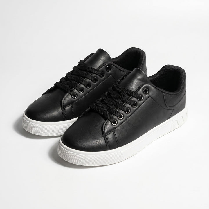 Clive | Contemporary Leather-Look Lace-Up Trainers