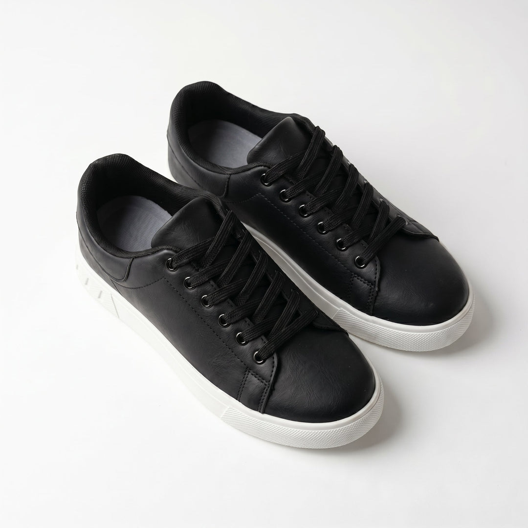 Clive | Contemporary Leather-Look Lace-Up Trainers