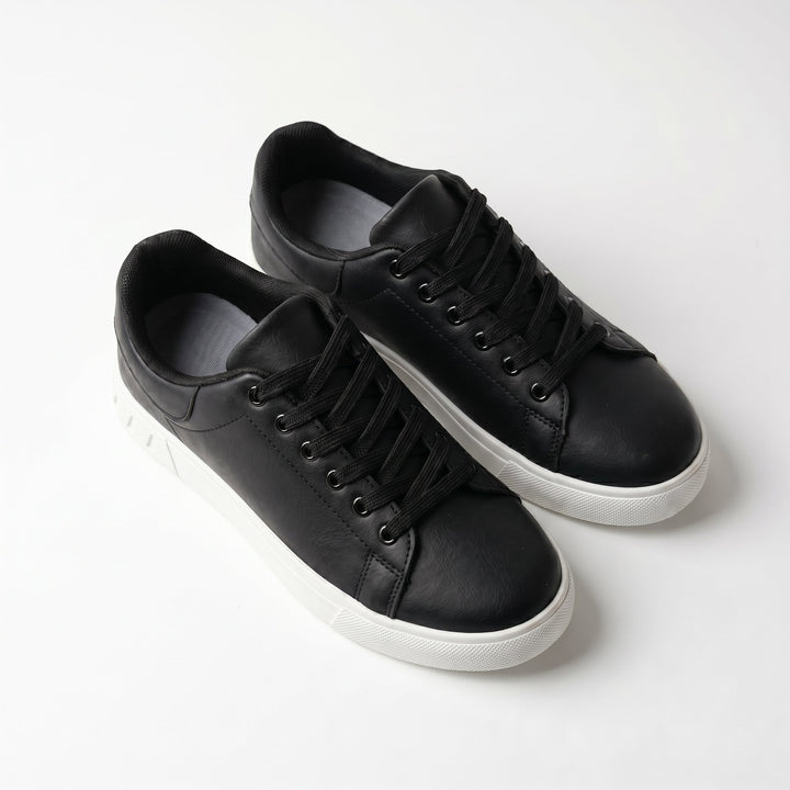 Clive | Contemporary Leather-Look Lace-Up Trainers