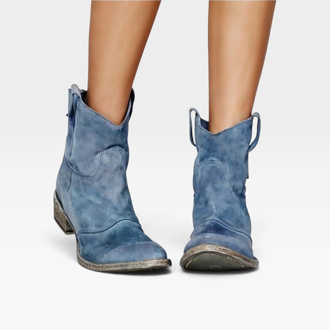 Josephine | Rugged Western Suede Cowboy Ankle Boots Women