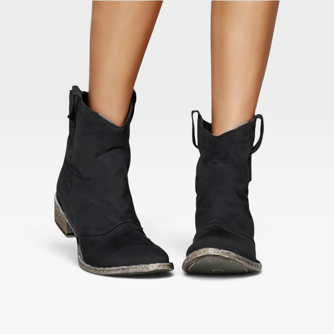 Josephine | Rugged Western Suede Cowboy Ankle Boots Women