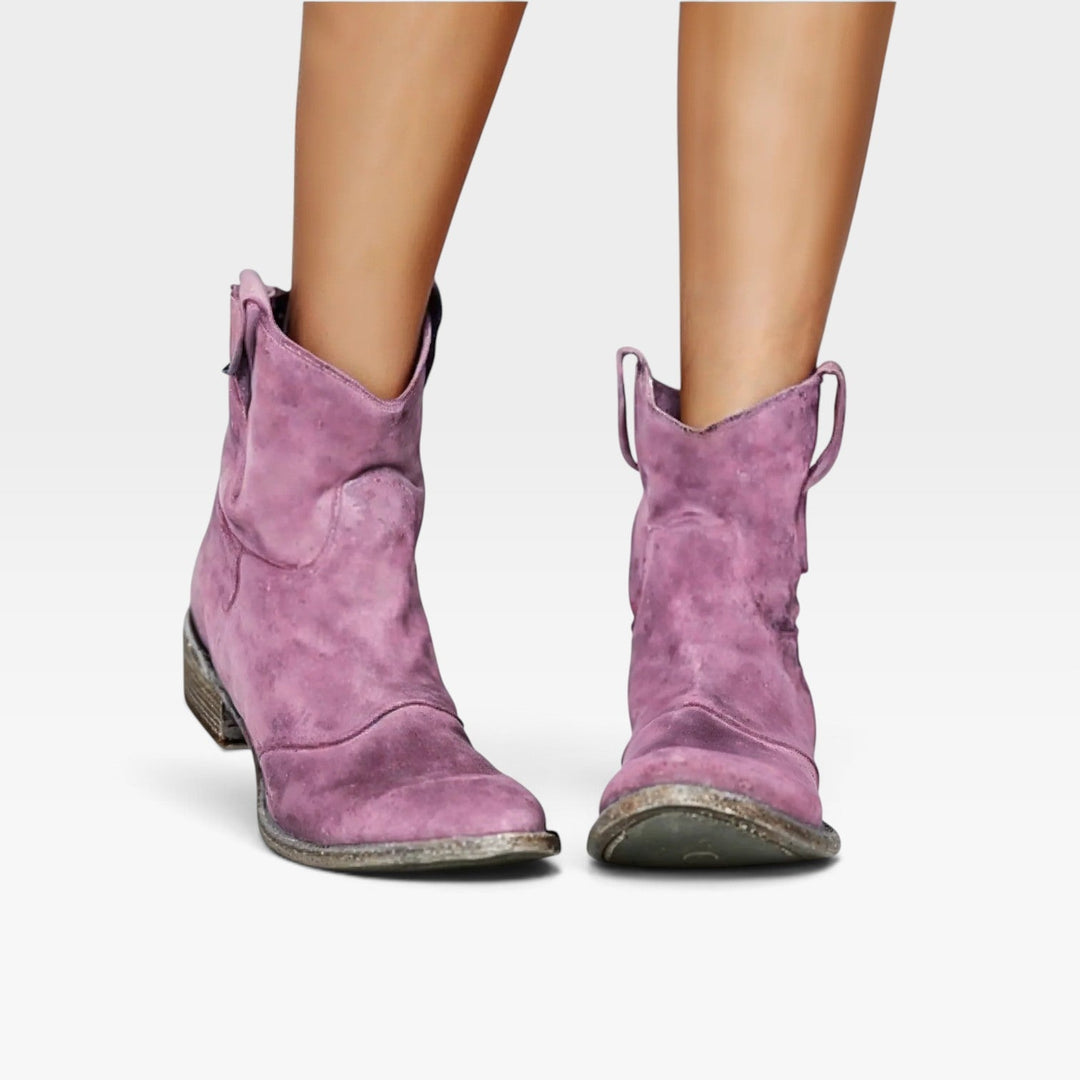 Josephine | Rugged Western Suede Cowboy Ankle Boots Women